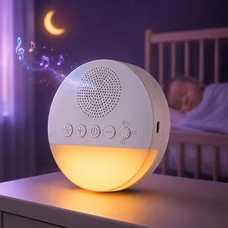 Aparelho de Ruído Branco para Bebê Premium com 20 Sons Relaxantes, Luz Noturna, Timer 15/30/60 Min e Bateria de Até 30 Horas Máquina de Som Portátil para Sono e Relaxamento