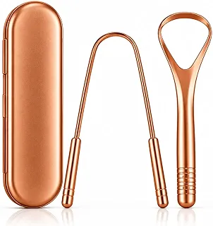 Kit 2 Raspadores de Língua em Cobre Premium com Estojo Reutilizável