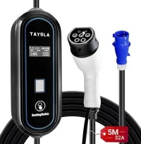 Phantom Carregador Carro Elétrico Portátil 32A 7KW Tipo 2 para Veículos Elétricos Cabo de 5M Corrente Ajustável de 8-32A Compatibilidade com BYD Dolphin Mini Song BMW