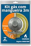 Kit Registro Regulador Gás Cozinha Residencial Kit Com Mangueira 3 metros Para Botijão 13kg