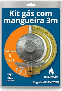 Kit Registro Regulador Gás Cozinha Residencial Kit Com Mangueira 3 metros Para Botijão 13kg