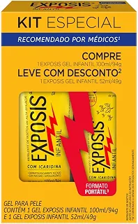 Exposis Infantil Kit Repelente Icaridina Sem Perfume, Gel 100ml e 52ml