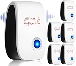 Repelente Eletrônico Ultrassônico, Kit com 6 Unidades, Espanta Ratos, Baratas, Mosquitos e Insetos, Seguro para Pessoas, Pets e Plantas