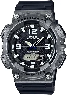 AQS800W Series | Analog Digital Watch | 100M WR | Solar Powered | 1/100 SEC Stop Watch | 6-Language Day of The Week Indicator | Countdown Timer | LED Light | Multi Alarm