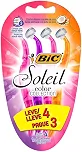 BIC Aparelho De Depilar Soleil Rosa Roxo E Laranja Leve 4 Pague 3 - 930183 - Dupla Fita Lubrificante Com Leite De Coco