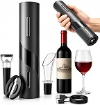 Kit Abridor de Vinho Elétrico Recarregável com Acessórios Ideal Para Saca Rolhas Elétrico Decanter Mais Charme ao Abrir Seu Vinho Qualidade Premium