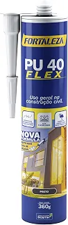 FORTALEZA PU 40 Flex Preto – Selante e Adesivo Acrílico Híbrido para Construção Civil – Alta Aderência, Flexível, Pintável e Antifungo – Uso Interno e Externo – 360g