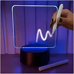 Luminária Lousa Mágica LED 7 Cores 3D Efeito de Luzes Vibrantes Para Decoração Coloridas Para Escrever 14x18cm - Base Preto