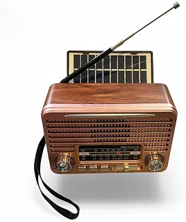 Rádio Portátil Retrô AM/FM/SW Bluetooth Solar Recarregável