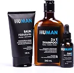 Kit para Barba Human - Shampoo 3 em 1 + Balm Hidratante + Óleo de Barba 30ml