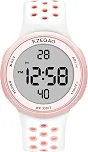 Relógio digital unissex, à prova d'água de 10 ATM, para natação, pulseira macia de silicone com injeção dupla, cronômetro, alarme, contagem regressiva, função dupla, Branco, 1.57''Dia