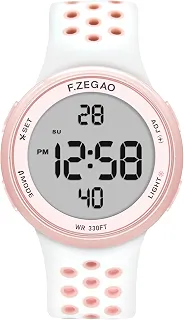 Relógio digital unissex, à prova d'água de 10 ATM, para natação, pulseira macia de silicone com injeção dupla, cronômetro, alarme, contagem regressiva, função dupla, Branco, 1.57''Dia