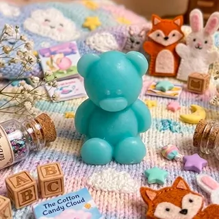 Lembrancinha Mini Sabonete Artesanal Ursinho - Festa Infantil Cha de Bebe e Maternidade, Azul, KIT 10