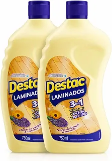 Kit 2 Limpa Piso Laminado Destac 750ml – Limpeza Sem Danificar, Brilho Natural, Secagem Rápida, Uso Diário