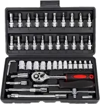 Maleta Estojo Kit Ferramentas Completa 46 Peças,Kit Jogo De Ferramentas De Pontas E Soquetes Para Parafusar Reparo, Soquetes Allen