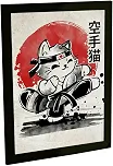 Quadro Decorativo Gato Engraçado Artes Marciais Japão Anime Decoração Poster Quarto Sala