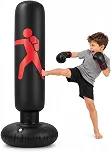 Saco de Boxe Inflável 1,60m em PVC para Piscina e Chão, Saco de Pancada para Socos e Chutes com Base para Água ou Areia, Equipamento para Treino e Exercícios