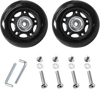 AngelReally Rodas de Reposição para Malas de Viagem, 64 X 18 Mm, 2 Unidades. Rodízios Giratórios de Borracha com Rolamentos para Reparo de Malas de Mão, Malas de Viagem E Bolsas com Rodinhas.
