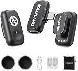 Hollyland LARK A1 Mini Duo – Microfone Sem Fio Mini para iPhone 15/16 e Android (2TX + USB-C RX), Microfone Magnético para YouTube, TikTok, Podcast e Vlogs (Preto, sem Case de Carregamento)