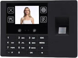 VINGVO Relógio de Ponto Biométrico, Máquina de Atendimento de Funcionários 4 Em 1 Com Reconhecimento de PIN de Impressão Digital Facial e Palma, para Pequenas Empresas, Escritório, Fábrica, Hotel