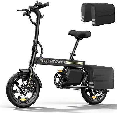 HONEYWHALE B20 Bicicleta Elétrica, 440W-35KM-25KM/H-120KG, Scooter Motor-Adulto-Bike-Autonomia-Velocidade Máxima-Carga-Honey Whale-Fat-Dobravel, 14 Aro, Freios a Disco Dianteiros e Traseiros