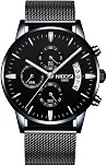 Relógio Nibosi Masculino 2309 Preto Aço Inoxidável Pulseira Mesh Cronógrafo Ponteiros Pequenos Funcionais Estojo Original Garantia