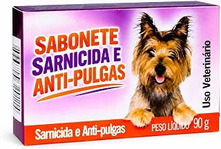 Sabonete Sarnicida Antipulgas Cães Higiene Limpeza Uso Veterinário Peso 90g