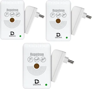 KIT 3 Repelente Ultrassônico Repetron Disoma Bivolt Repele Espanta Pernilongos, Ratos, Morcegos - Cobertura de até 200 m² - Seguro, Silencioso e Econômico