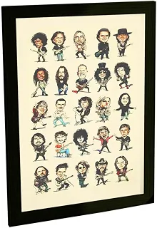 Quadro Decorativo Ícones do Rock A4 – Placa Música Bandas Metal Decoração Parede Sala Quarto | Bhardo