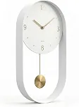 Driini Relógio de parede com pêndulo moderno - moldura de metal decorativa e exclusiva, com face de 20 cm - design contemporâneo, minimalista, com operação silenciosa sem tique-taque - Inclui pêndulo