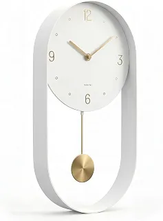 Driini Relógio de parede com pêndulo moderno - moldura de metal decorativa e exclusiva, com face de 20 cm - design contemporâneo, minimalista, com operação silenciosa sem tique-taque - Inclui pêndulo