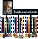 Porta Medalhas de Parede com Foto 30 Medalhas MDF Preto - MAMU Store