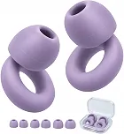 Protetor Auricular Redutor de Ruído para Dormir, Estudar e Trabalhar, Tampão de Ouvido em Silicone Reutilizável com 3 Tamanhos P M G e Estojo, 1 Par, Roxo