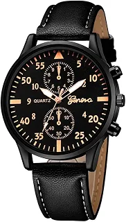 Relógio analógico ponteiro Preto pulseira Couro Quartzo