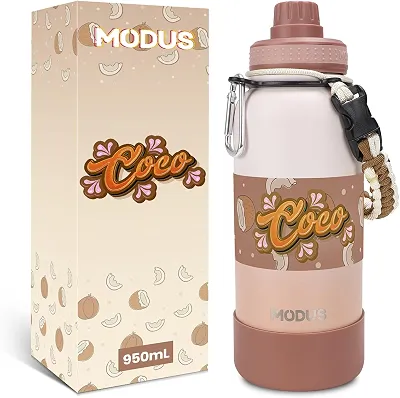 MODUS Garrafa Térmica Esportiva De Aço Inoxidável Com Isolamento A Vácuo De 950ML (Gradiente Branco-Cinza)
