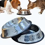 Kit 2 Potes Comedouro e Bebedouro Em Inox Anti Derrapante Tigela Ração Água de Porte Pequeno médio e Grande Cachorro Gato Tamanho P-150ml M-250ml G-500ml GG-800ml