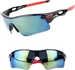 Óculos de Sol Esportivo Masculino UV400 Espelhado Para Corrida Preto ou Preto e Vermelho JustGoFit