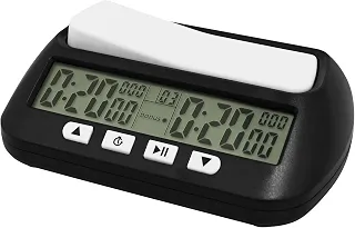 Relógio de xadrez digital profissional, temporizador portátil para jogos de tabuleiro com alarme e atraso Fischer, display de 4 modos para contagem crescente/decrescente para xadrez e go – alimentado