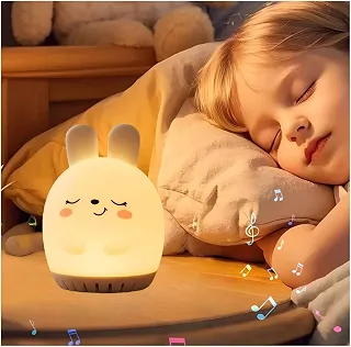 Ruído Branco para Bebês, Coelho Bonito Máquina Portátil de Ruído + 7 Cores de Luz Noturna, Ajuda Dormir e Acabar Choro de Recém-Nascido, Mini máquina de Ruído Branco para Bebês, Crianças e Adultos
