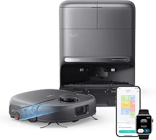 eufy C28 Robô Aspirador e Passa Pano, Rolo Esfregão Autolimpante em Tempo Real, 30 cm Cabelo 0 Enrolados, Estação de Lava e Seca com Alta Temperatura, Evita Obstáculos com IA e LiDAR, 15000 Pa, 127V