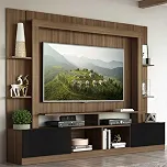 Rack Estante com Painel para TV até 65' Oslo Multimóveis – Design Moderno com 2 Portas, Madeirado/Preto