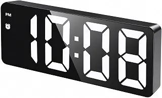 Relógio Despertador Digital LED Temperatura Soneca controle de voz 12/24H