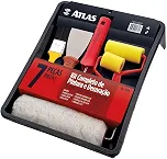 Atlas - Kit para Pintura, Contém Bandeja, Trincha, Espátula, Rolos de Espuma e de Poliéster
