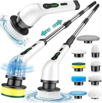 Esfregão de Limpeza Elétrico Giratório 9 em 1 sem Fio 9 Cabeças de Escova Mop Potente Cabo Ajustável Portátil 110 220v Limpeza Pesada Multiuso Banheiros Piso Azulejo
