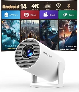 Magcubic Mini projetor HY300PRO com WiFi e Bluetooth, suporte 4K, projetor portátil inteligente, pedra chave automática, controle de voz, rotação de 180 graus, proyector de vídeo doméstico Android 11