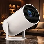 Mini Projetor Portátil HY300 Premium 5G Wi-Fi 6 Bluetooth 5.0 Android 11 4K 1080P Full HD 8000 Lumens LED Auto Correção Trapezoidal Horizontal Rotação 180° Ideal para Projeções Cinemáticas