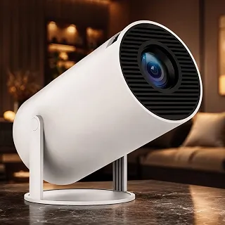 Mini Projetor Portátil HY300 Premium 5G Wi-Fi 6 Bluetooth 5.0 Android 11 4K 1080P Full HD 8000 Lumens LED Auto Correção Trapezoidal Horizontal Rotação 180° Ideal para Projeções Cinemáticas