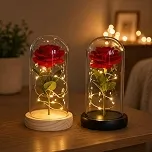 Cúpula Rosa Encantada A Bela e a Fera Luminária Grande 20cm Flor Vermelha Artificial Presente Dia dos Namorados Romantico Aniversário Natal Decoração Lembrancinha - LVLOGISTICA