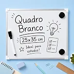 Quadro Branco Lousa Magnética 25x35cm com Caneta e Apagador – Ideal para Escritório, Escola, Estudos e Organização