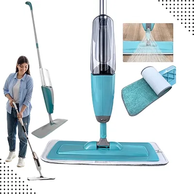 Mop Spray 3 em 1 com Reservatório 400ml - Esfregão Mágico para Limpeza Completa: Lava, Enxágua e Seca